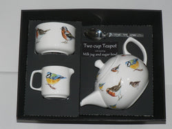 Garden birds 2 cup teapot ,Milk & Sugar gift boxed.