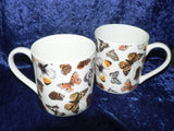 Butterfly chintz Pint mugs. Set of 2 gift boxed pint sized mugs