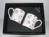 Cupcake chintz Pint mugs -Set of 2 gift boxed 2 full pint sized mugs gift boxed