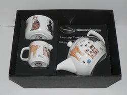 Cats 2 cup teapot,Milk & Sugar gift boxed. Teapot with matching milk and sugar
