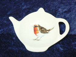 Garden Birds Robin Porcelain teabag tidy used teabag holder spoon rest teapot