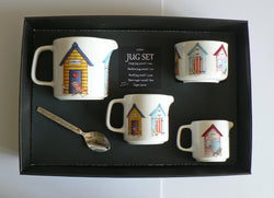 Beach Hut jugs, set of 3 sizes jug and sugar pot bowl 4/7/10oz gift  boxed set