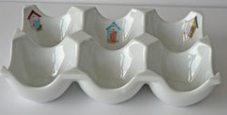 Beach hut design Ceramic 6 egg holder egg tray