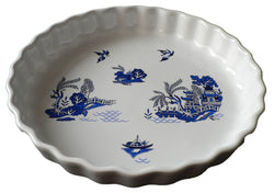 Blue willow Pattern 25cm Ceramic flan Quiche Dish