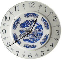 Blue willow pattern design 10" large ceramic wall clock