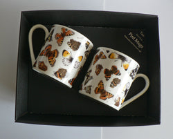 Butterfly chintz Pint mugs Set of 2 gift boxed 2 full pint sized mugs gift boxed
