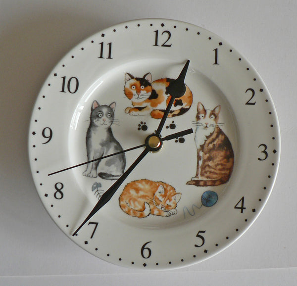 Cats & kittens wall clock porcelain wall clock with different cats