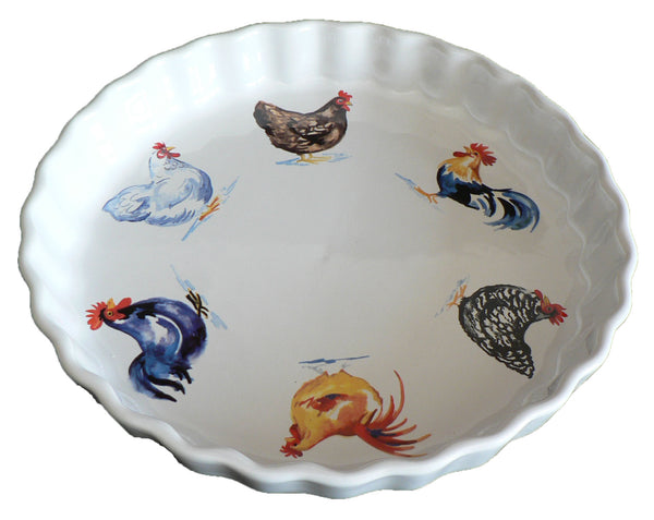 Chicken Pattern 25cm Ceramic flan Quiche Dish