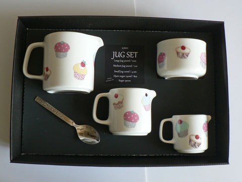 Cupcake jugs, set of 3 sizes jug or sugar pot bowl 4/7/10oz boxed