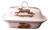 Hares porcelain traditional deep white butter dish