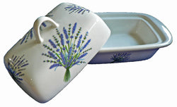 Lavender colourful porcelain traditional deep white butter dish