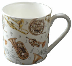 Musical brass wind instruments pint sized bone china mug