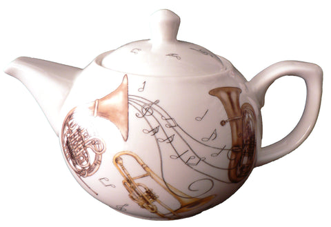 Musical instruments pattern 2 cup porcelain teapot
