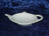 White porcelain Teapot shaped teabag tidy used teabag holder
