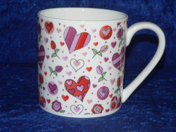 Hearts 1 pint bone china mug pink hearts CHINTZ mug also personalised option