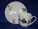 Bone china cup and saucer set with fun dogs design