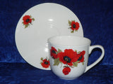 Bone china cup and saucer decorated with our beautiful poppy design