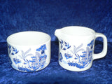 Blue willow pattern milk jug and sugar bowl - gift boxed option available