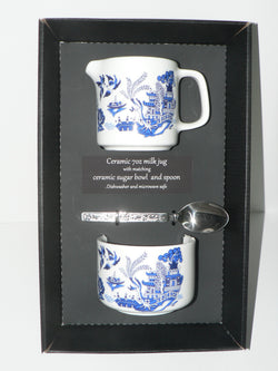 Blue willow pattern milk jug and sugar bowl - gift boxed option available