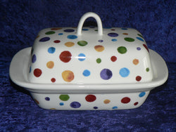 Spots butter dish porcelain traditional shape deep dish with cover spotty dots