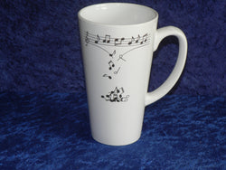 Music notes ceramic large latte mug 3/4pt capacity