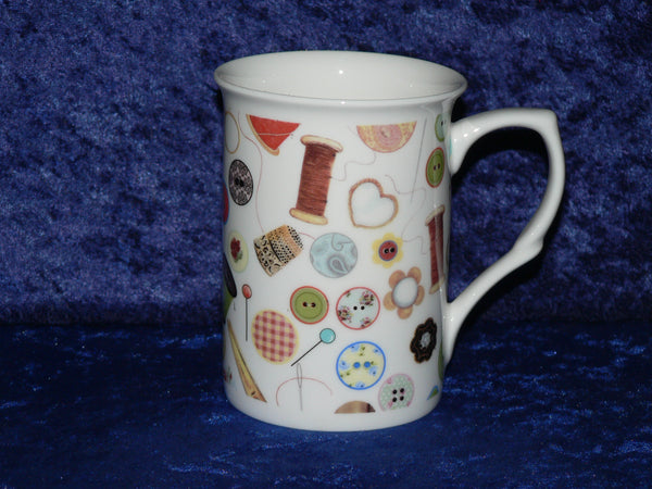 Sewing needlework design bone china mug