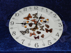 Butterfly 11" large ceramic wall clock