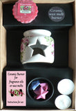 Rose design oil burner gift set with shaped melts tealights,2 x yankee wax melts