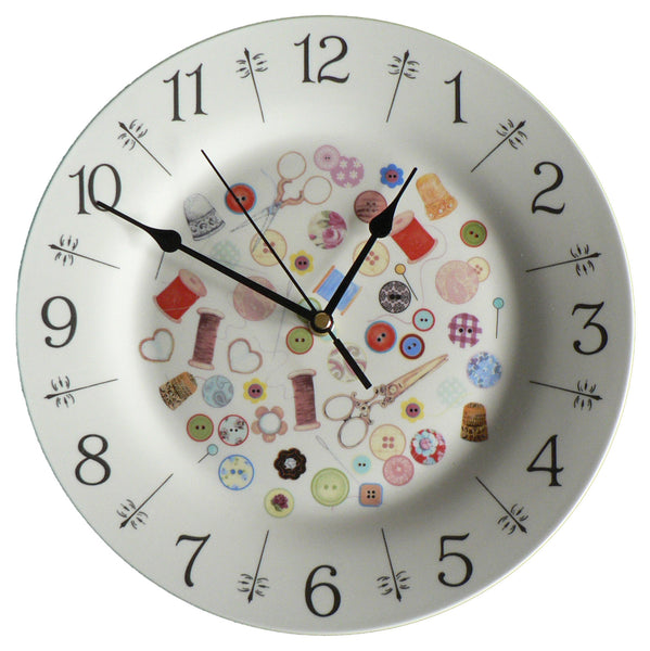 Sewing design 10.5" large ceramic wall clock