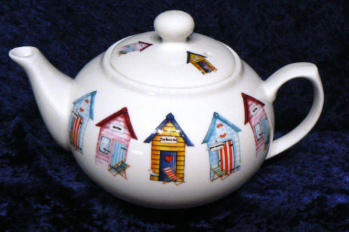 Beach Huts pattern 2 cup porcelain teapot