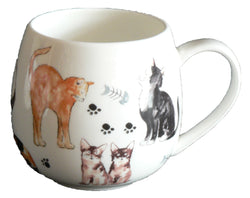 Cats Bone china HUG a MUG rounded bone china mug decorated all round