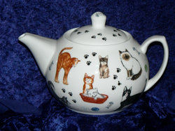 Cat teapot cats kittens design 6 cup porcelain teapot