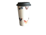 Chicken Design Ceramic Travel Mug with Silicone lid and Sleeve